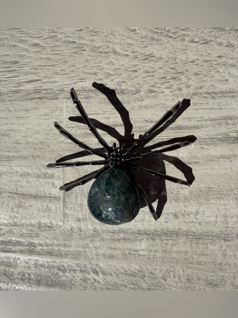 Natural Moss Agate Spider Necklace Green   Stone Statement Pendant - Picture 5 of 6
